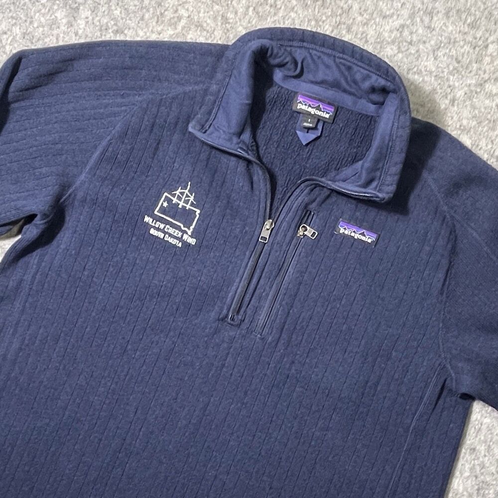 Patagonia Better Sweater Rib Knit 1/4-Zip Blue STY25300 Large Williow Creek Wind